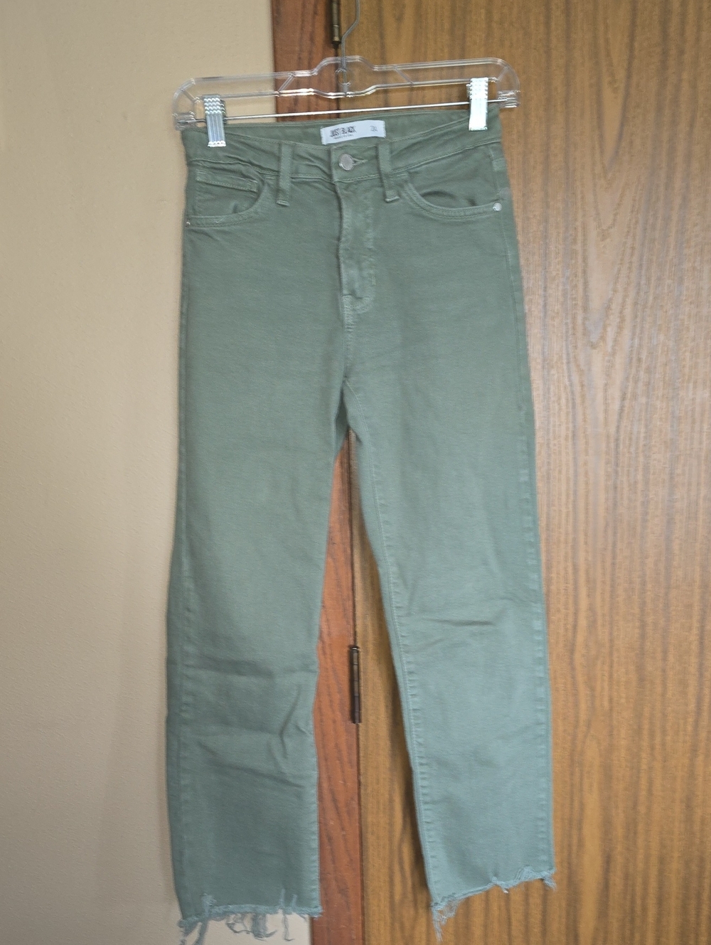 Just Black Olive Green High-Rise Straight Jeans